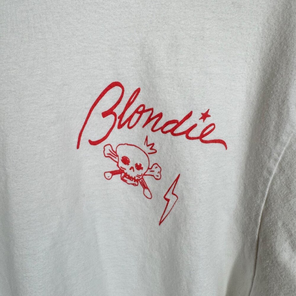 Blonde T Shirt Double Sided Size Small White Red Crew Neck Short Sleeve - Picture 3 of 8
